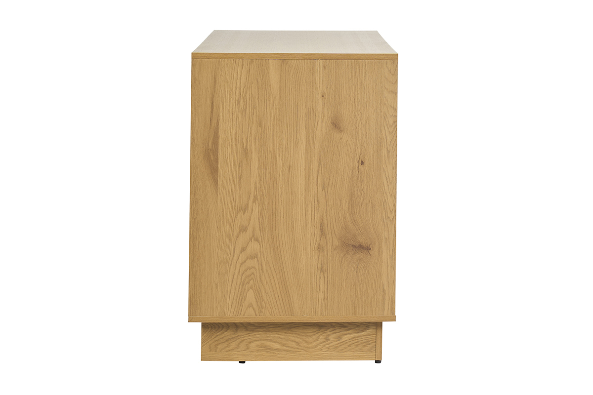 Meuble de salle de bain finition bois clair ch�ne et cannage rotin L120 cm ALICANTE