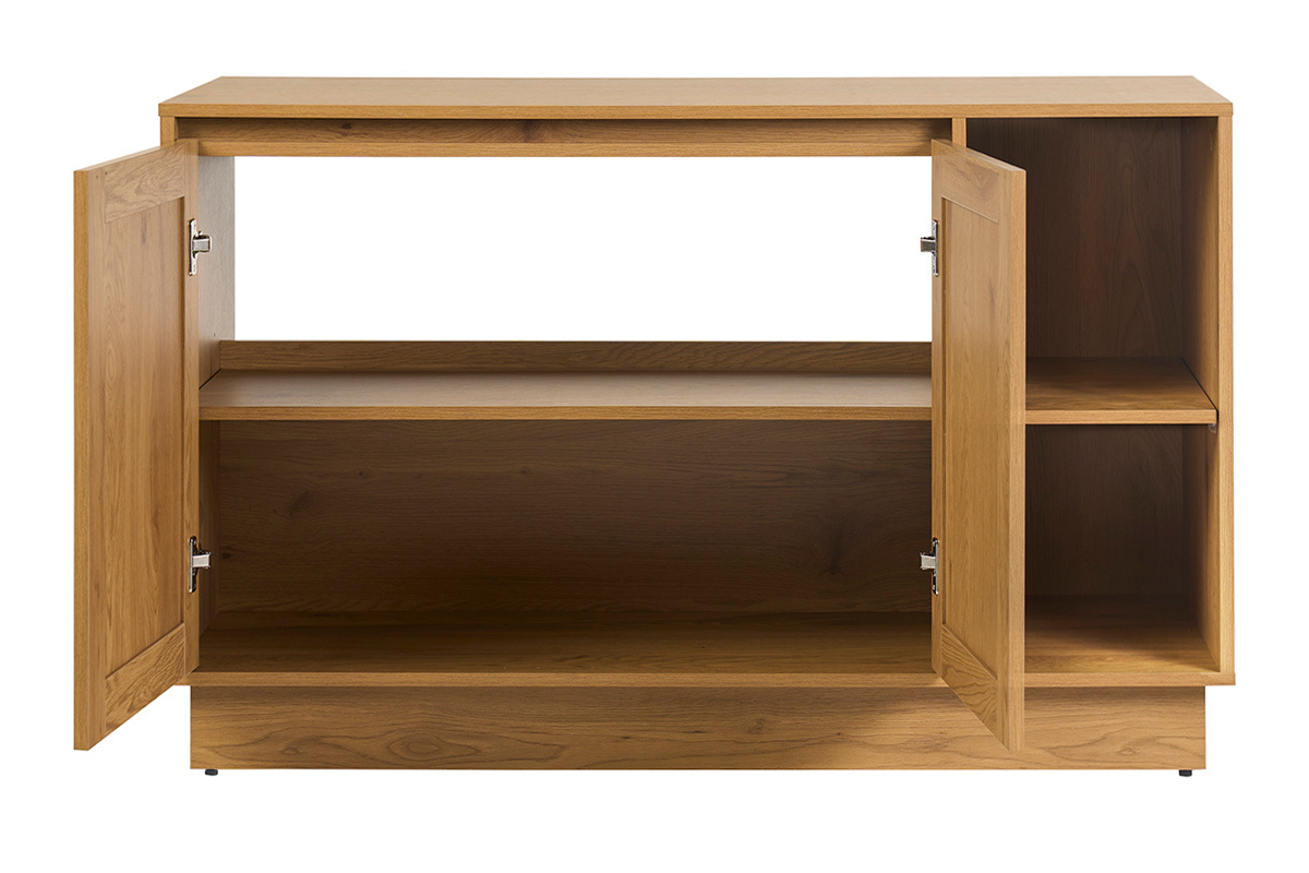 Meuble de salle de bain finition bois clair ch�ne et cannage rotin L120 cm ALICANTE