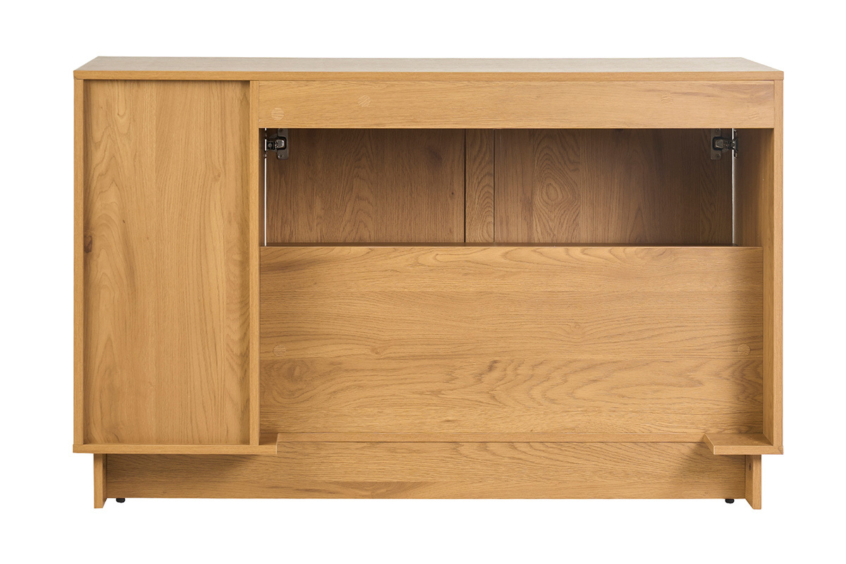 Meuble de salle de bain finition bois clair ch�ne et cannage rotin L120 cm ALICANTE