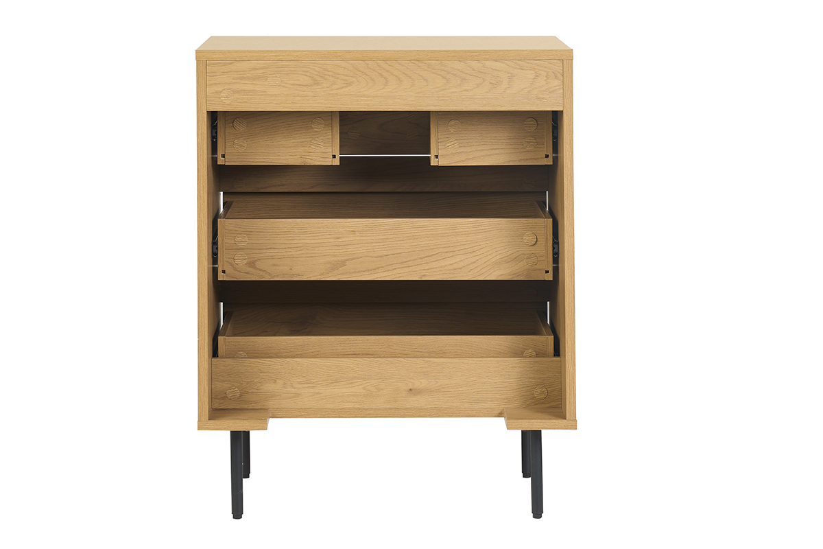 Meuble de salle de bain finition bois clair ch�ne et m�tal noir L60 cm ARAGON