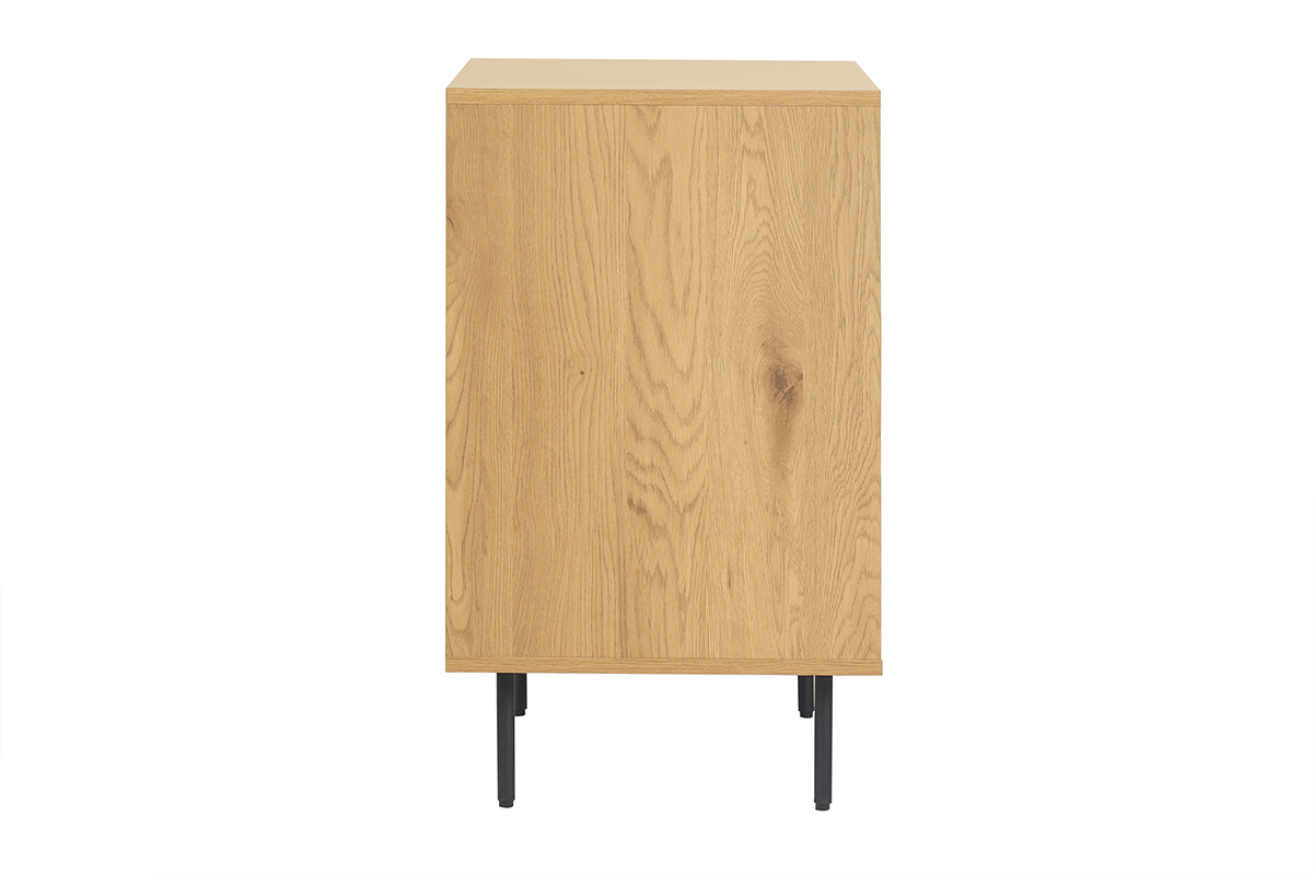 Meuble de salle de bain finition bois clair ch�ne et m�tal noir L60 cm ARAGON