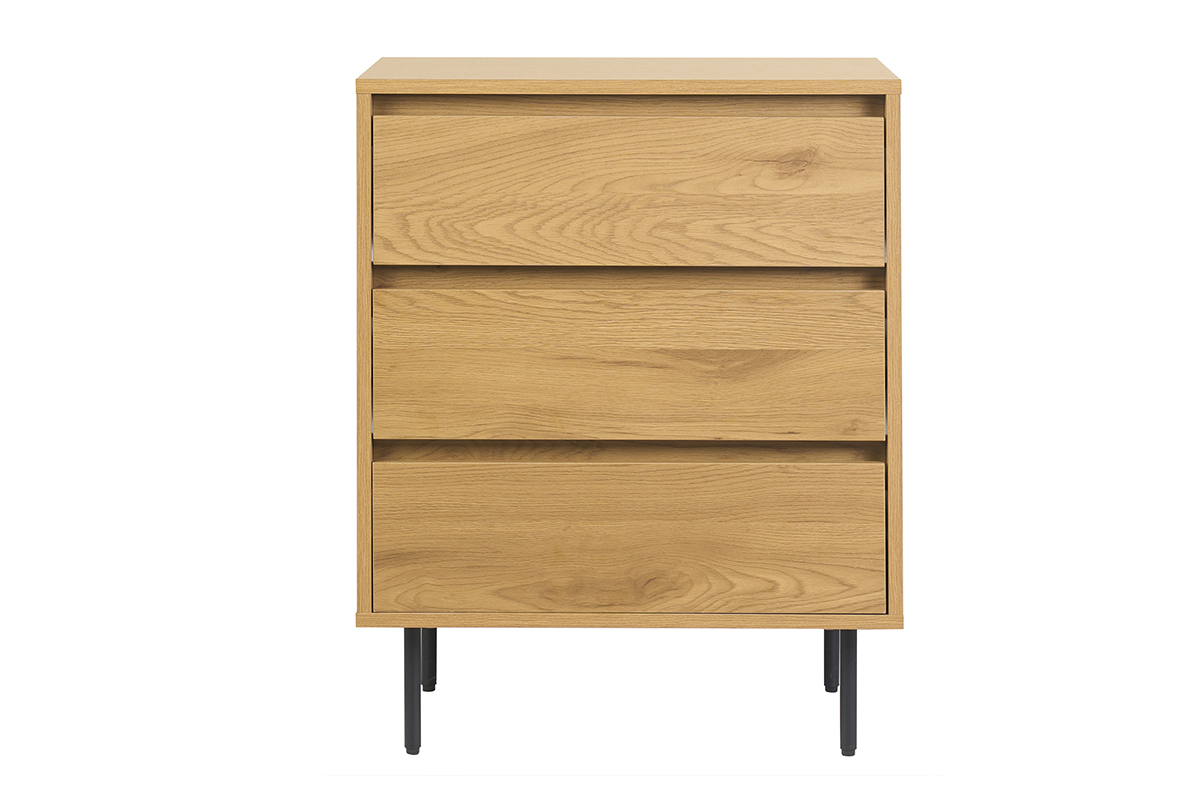 Meuble de salle de bain finition bois clair ch�ne et m�tal noir L60 cm ARAGON
