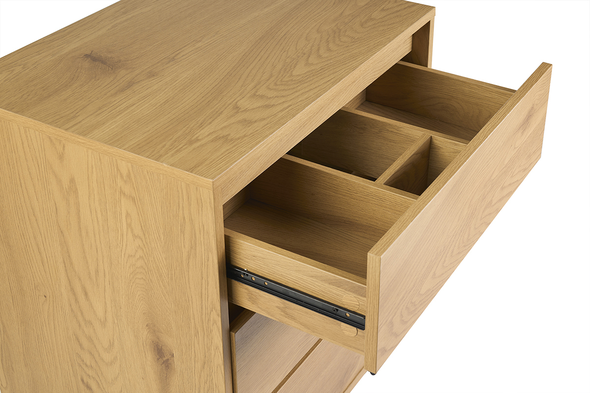 Meuble de salle de bain finition bois clair ch�ne et m�tal noir L60 cm ARAGON