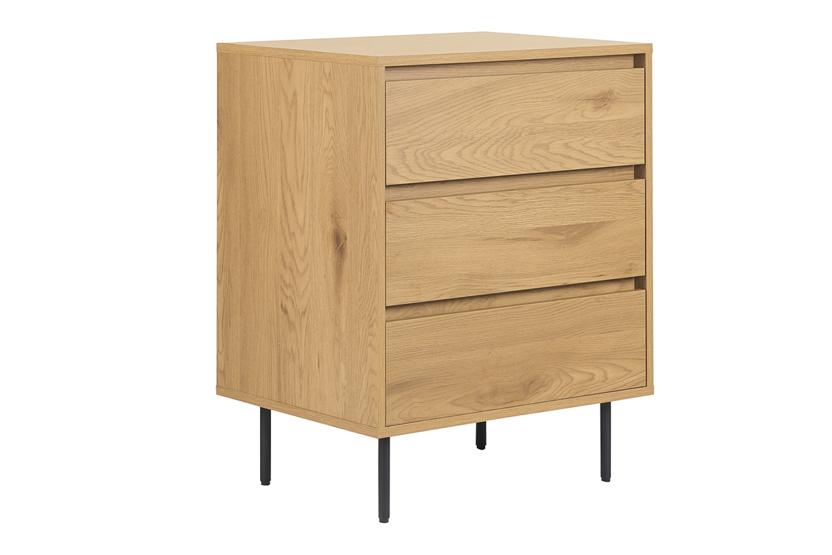 Meuble de salle de bain finition bois clair ch�ne et m�tal noir L60 cm ARAGON