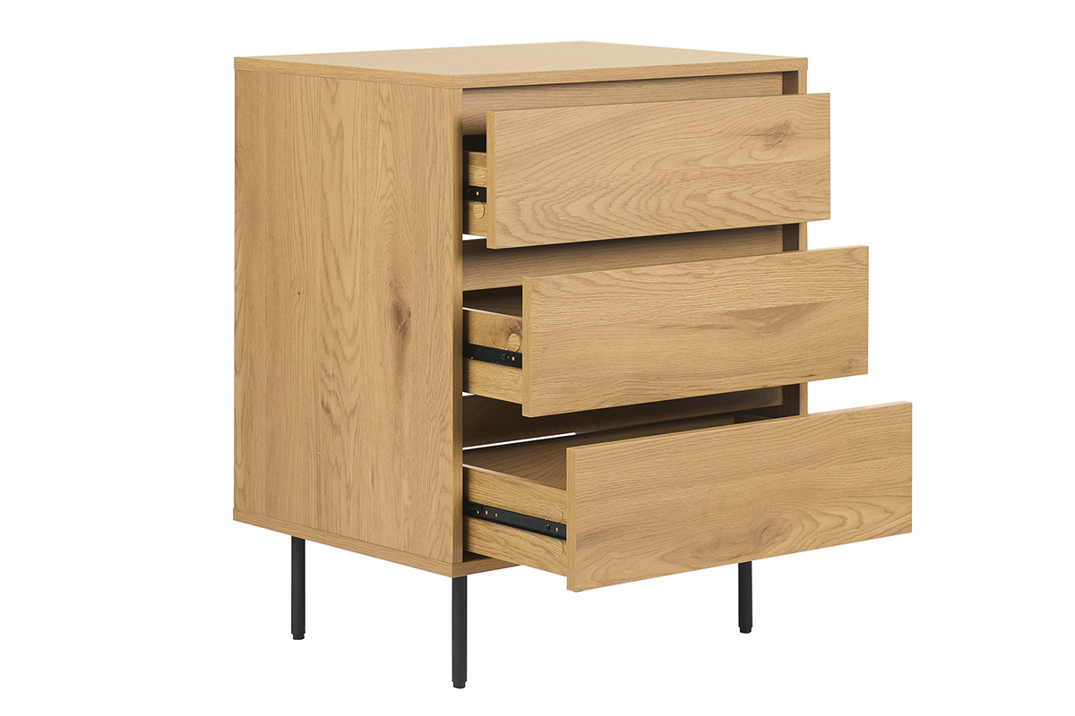 Meuble de salle de bain finition bois clair ch�ne et m�tal noir L60 cm ARAGON