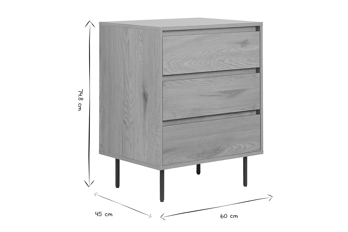 Meuble de salle de bain finition bois clair ch�ne et m�tal noir L60 cm ARAGON