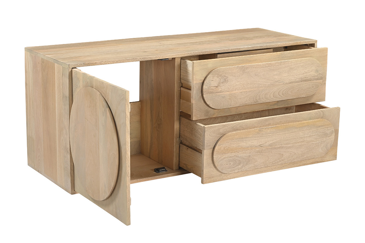 Meuble de salle de bain suspendu en bois manguier massif L120 cm SLAPPA