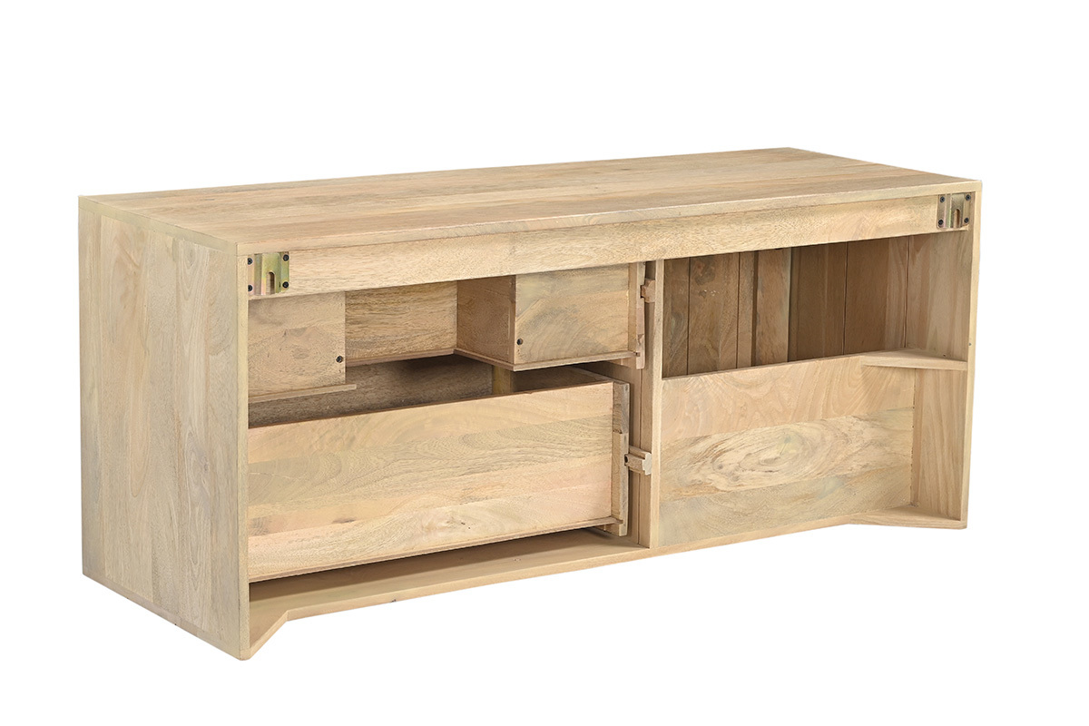 Meuble de salle de bain suspendu en bois manguier massif L120 cm SLAPPA