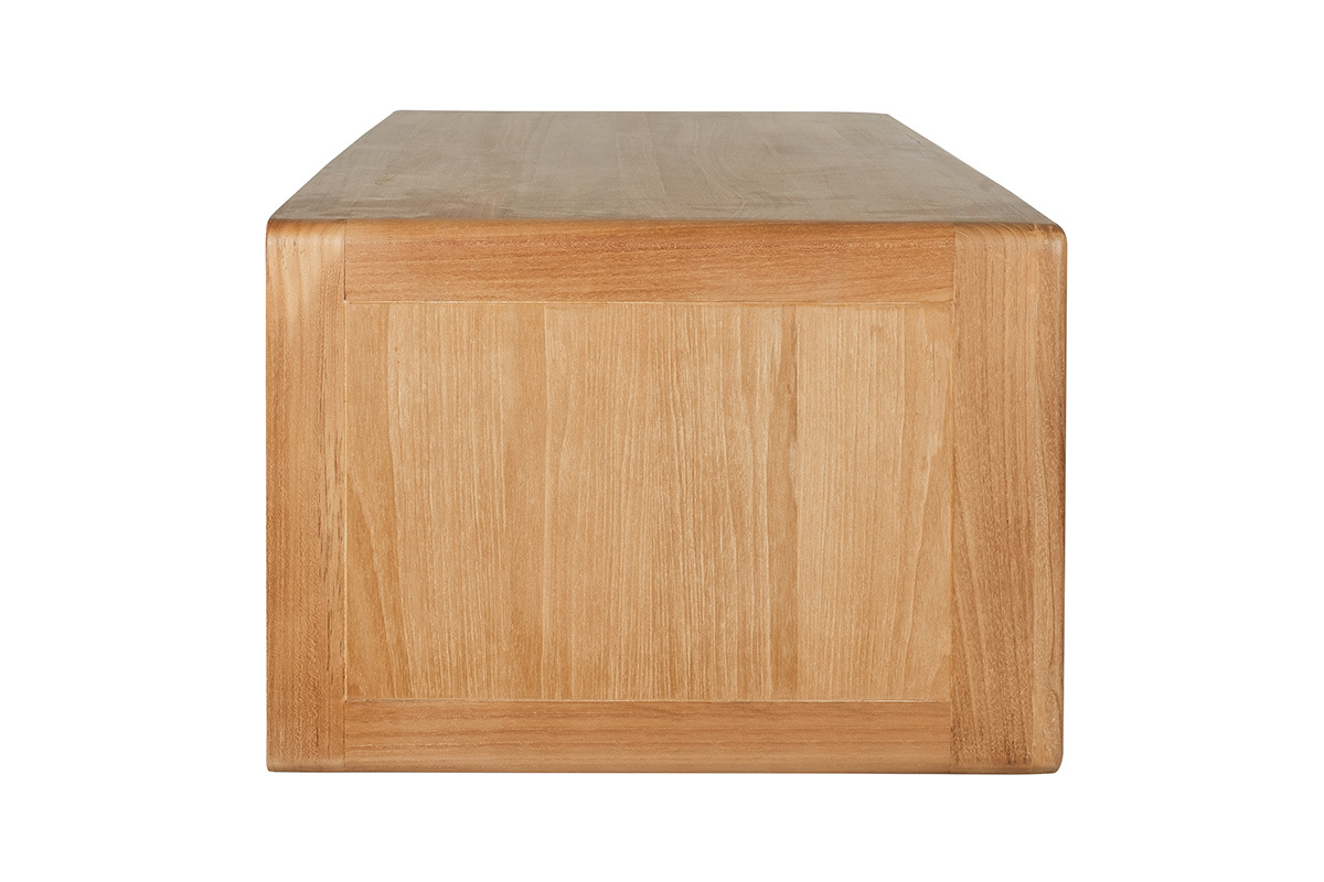 Meuble de salle de bain suspendu en bois teck massif et cannage rotin L120 cm BALIA