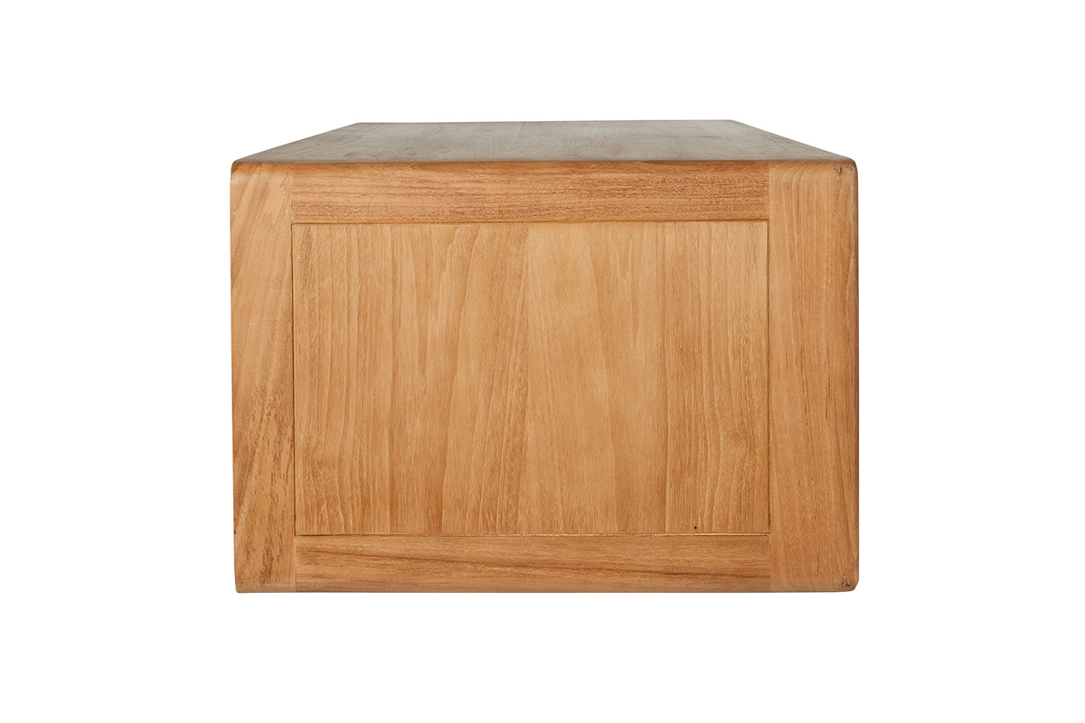 Meuble de salle de bain suspendu en bois teck massif et cannage rotin L120 cm BALIA