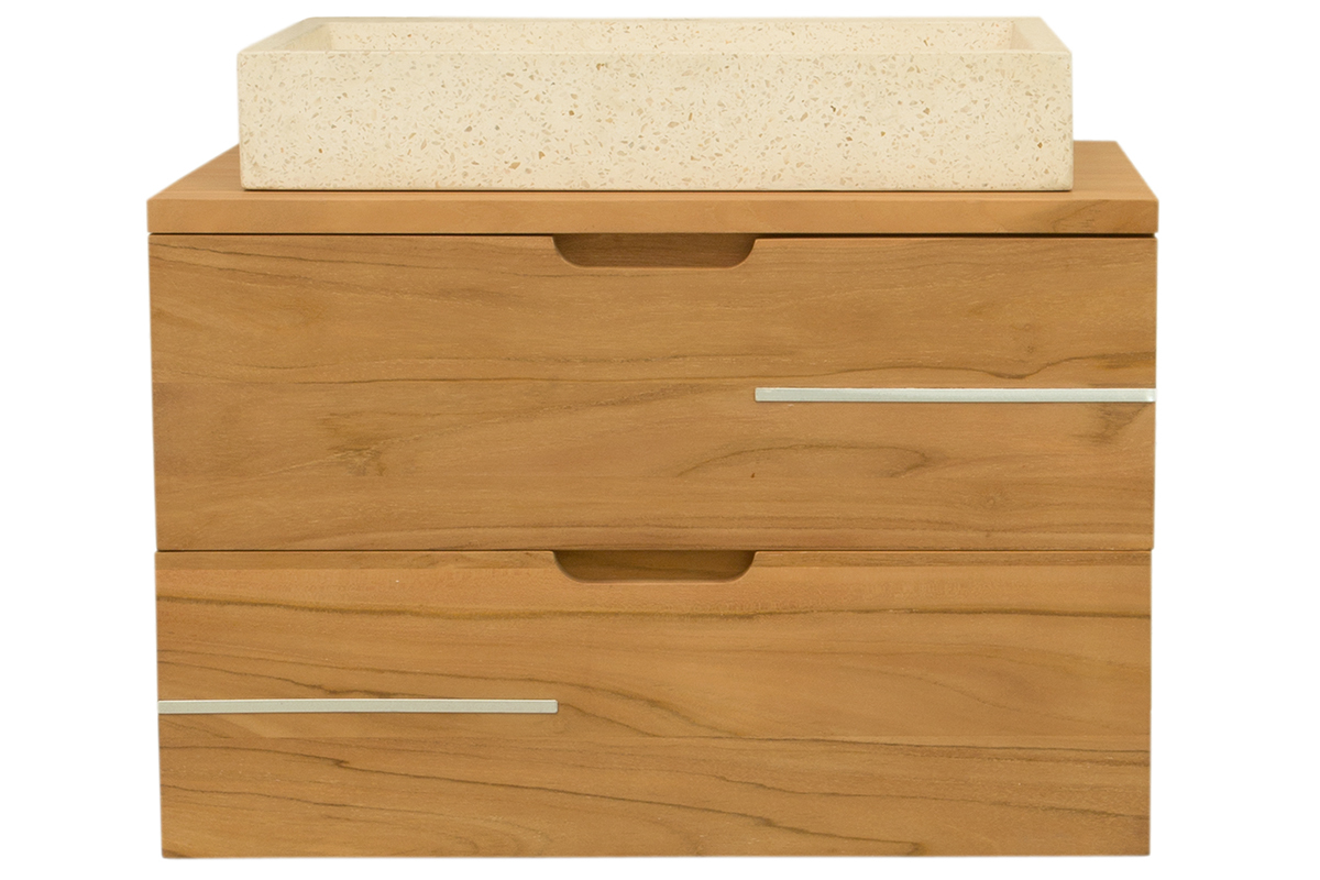 Meuble de salle de bain suspendu en teck (sans vasque) LINES