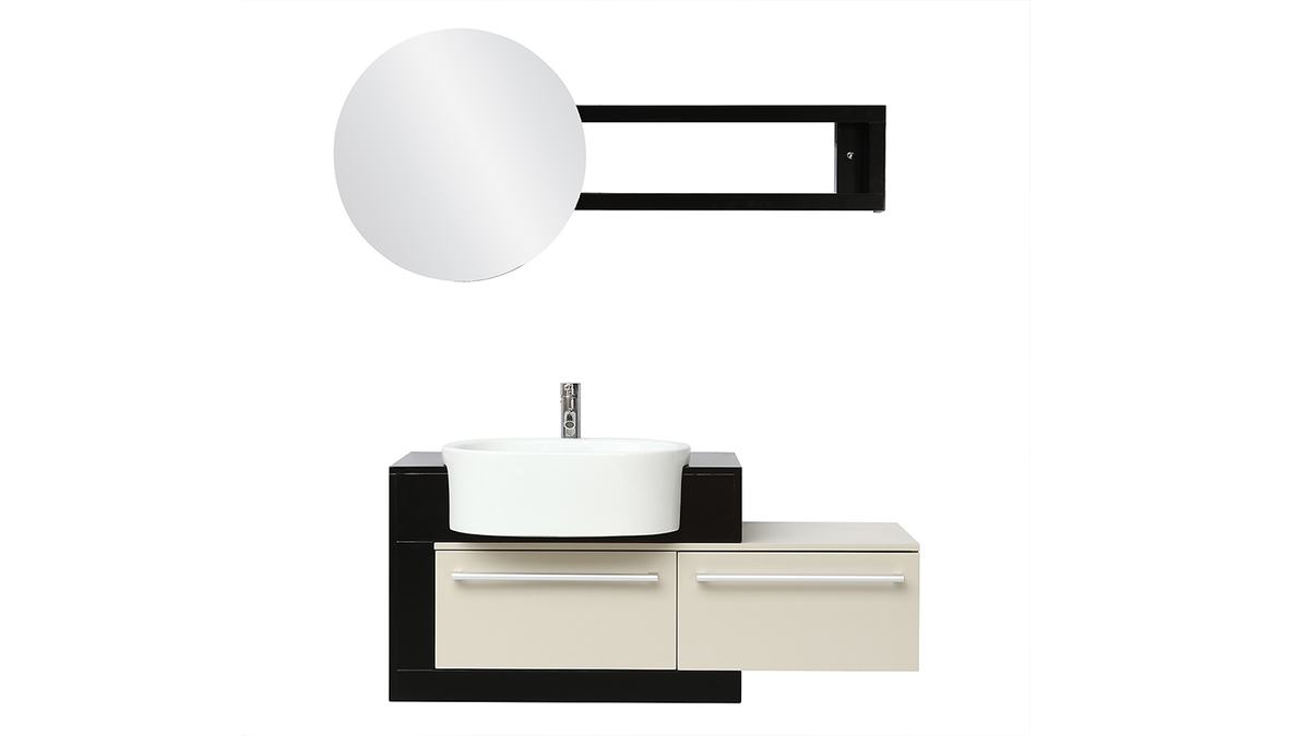 Meuble de salle de bain : vasque, meuble sous vasque et miroir MARLO