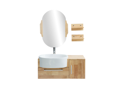 Meuble de salle de bain : vasque, meuble sous-vasque, étagères et miroir NIVAN - Meuble de salle de bain : vasque, meuble sous-vasque, étagères et miroir NIVAN