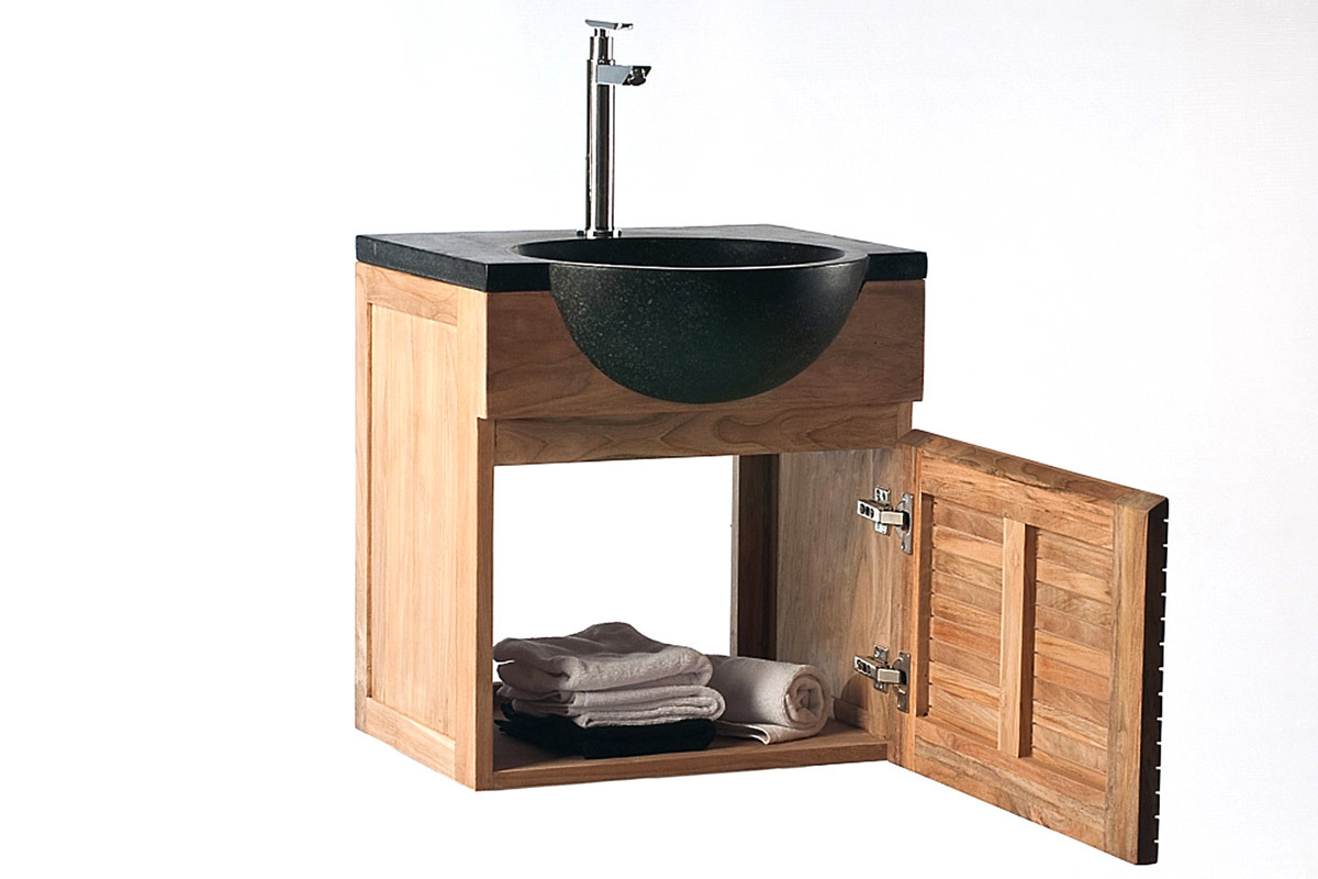 Meuble de salle de bains avec vasque et meuble de rangement ISAK