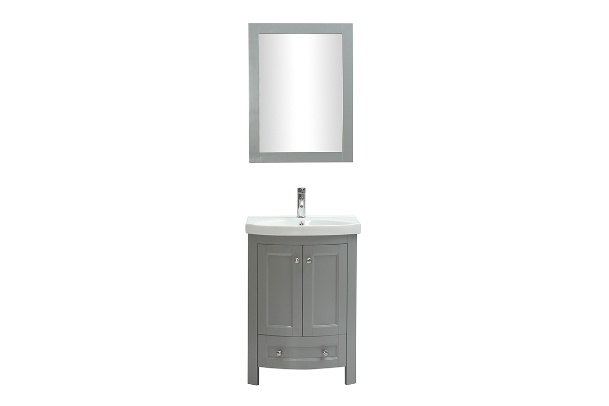 Meuble de salle de bains avec vasque et rangements gris KLASI