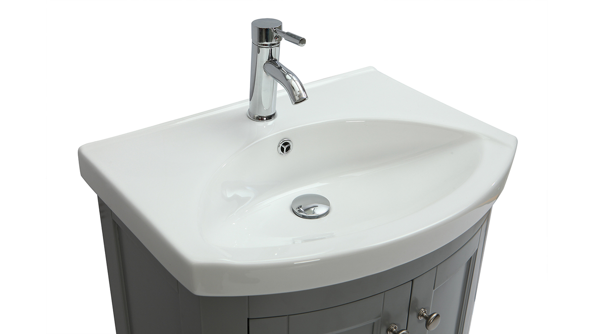 Meuble de salle de bains avec vasque et rangements gris KLASI