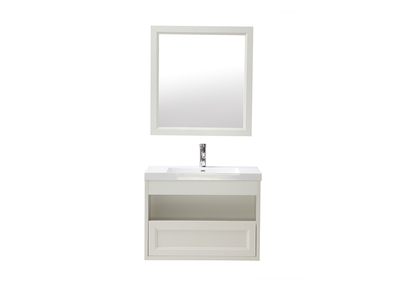 Meuble de salle de bains suspendu avec vasque, miroir et rangement blanc RIVER - Meuble de salle de bains suspendu avec vasque, miroir et rangement blanc RIVER