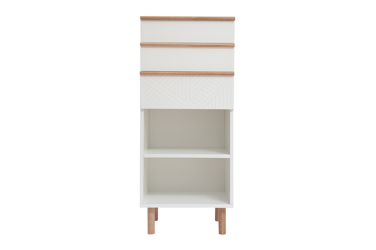 Meuble d'entre coiffeuse blanc et bois L50 cm DARINA