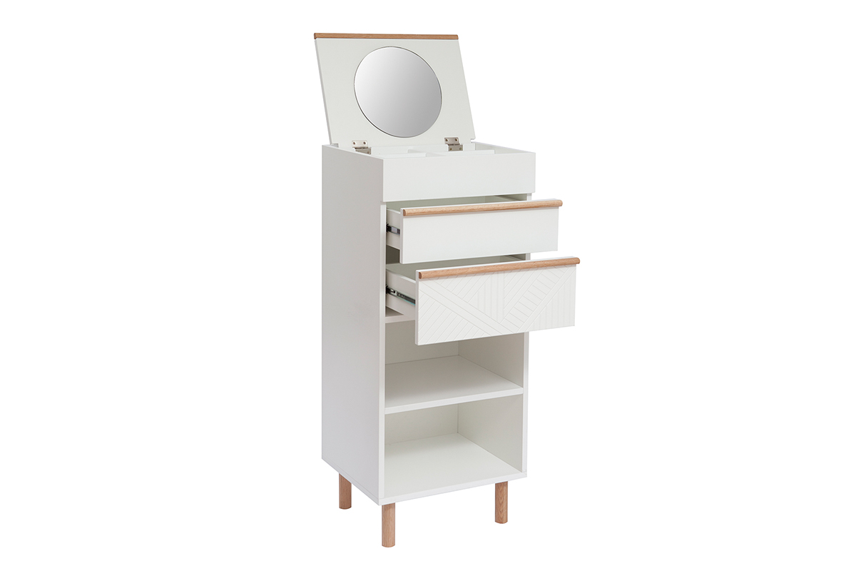 Meuble d'entre coiffeuse blanc et bois L50 cm DARINA