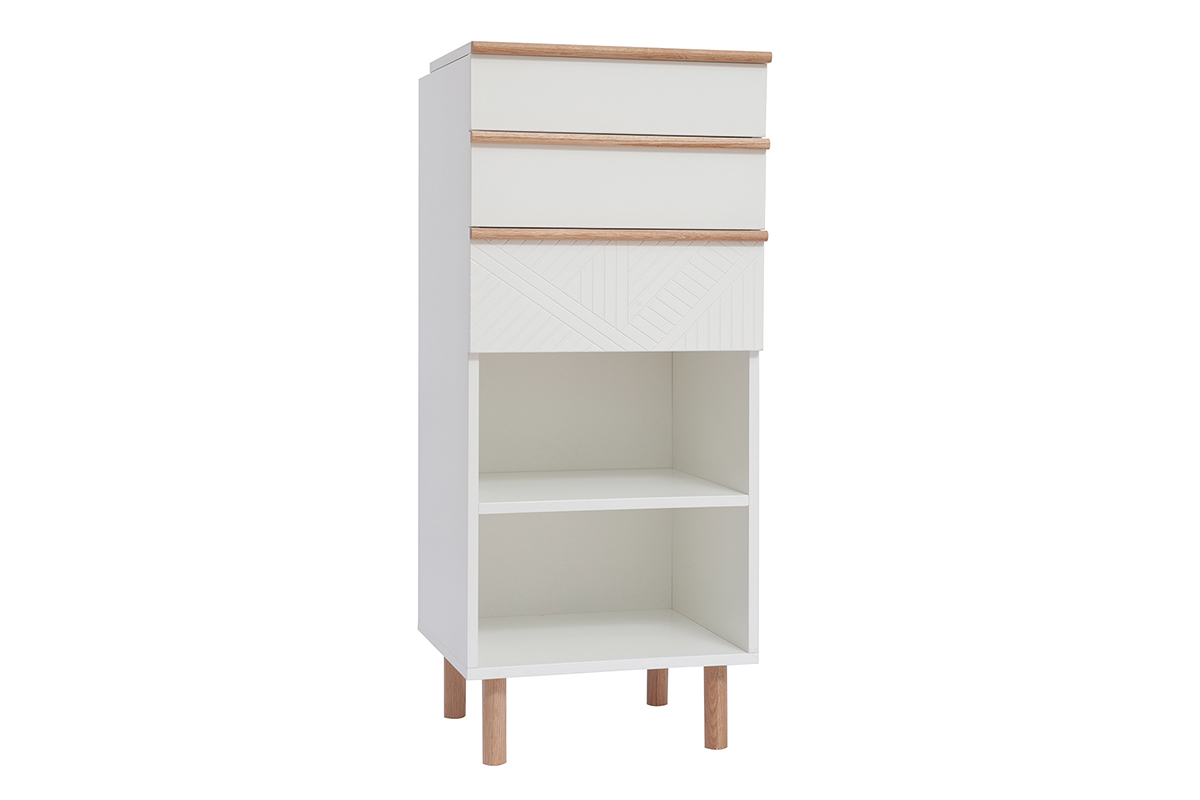 Meuble d'entre coiffeuse blanc et bois L50 cm DARINA