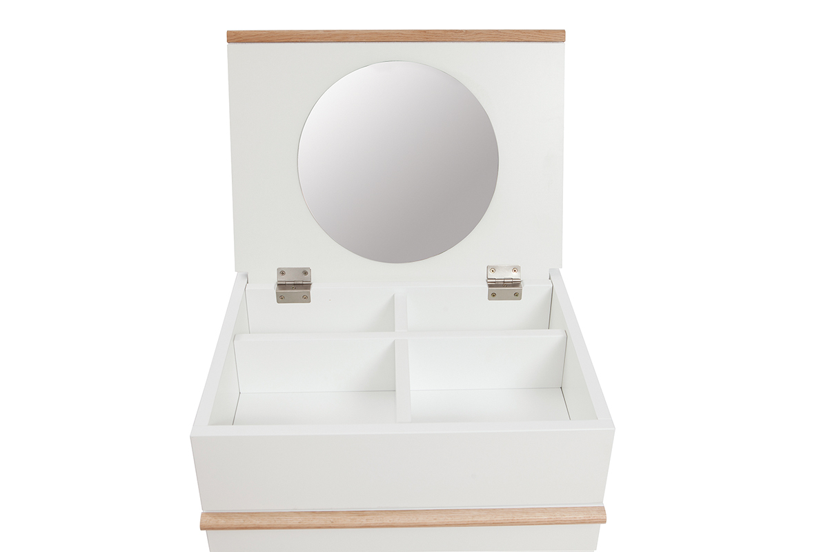 Meuble d'entre coiffeuse blanc et bois L50 cm DARINA