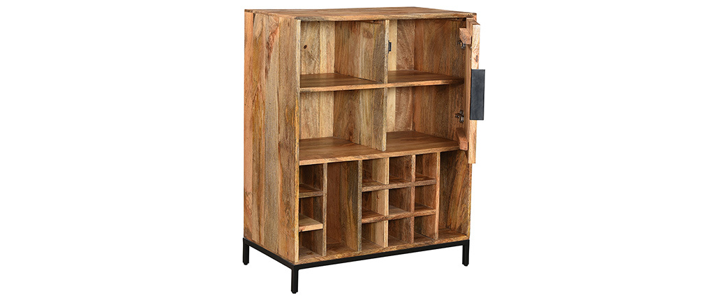 Meuble range-bouteilles en manguier massif HIPPOLYTE
