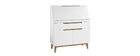 Meuble secr&eacute;taire scandinave blanc mat et bois SKIVE