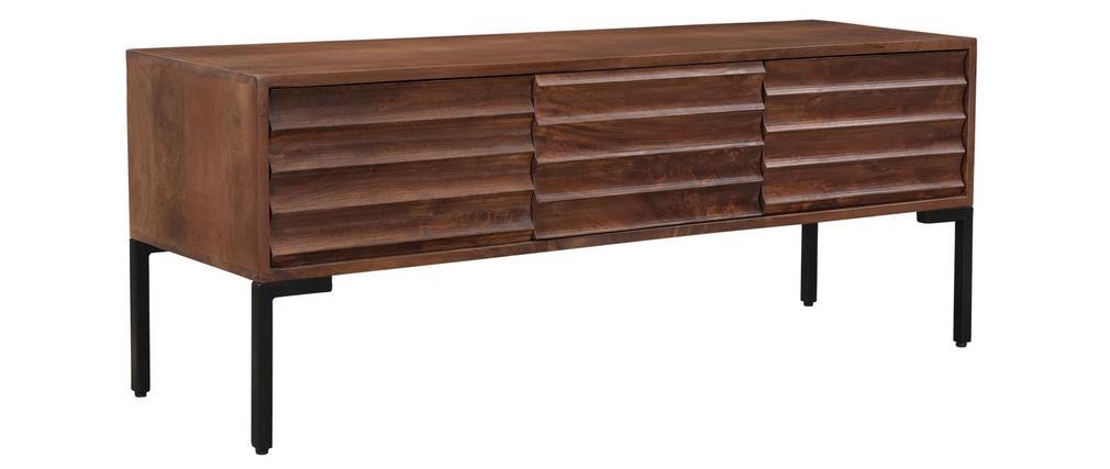 Meuble TV 3 portes en manguier massif et m�tal ONDA