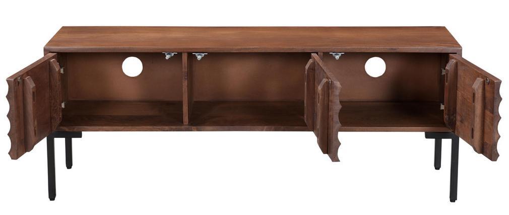 Meuble TV 3 portes en manguier massif et m�tal ONDA