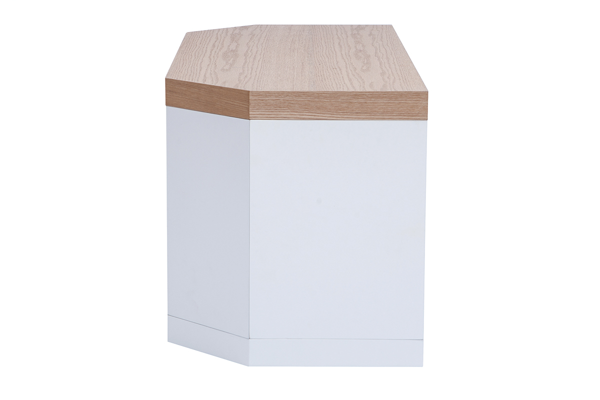 Meuble TV d'angle blanc et bois clair chne  L100 cm MAX