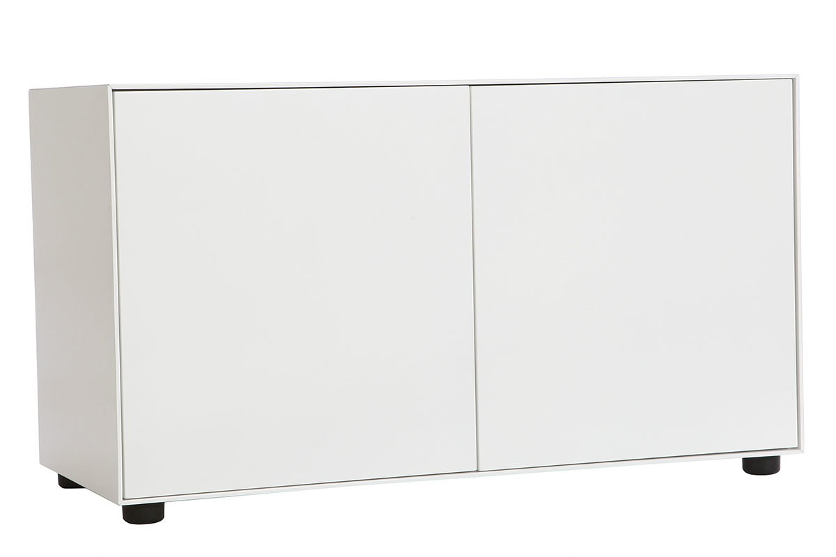 Meuble TV design 2 portes blanc mat L90 cm MARK