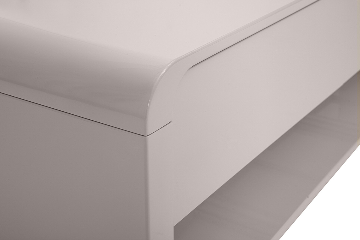 Meuble TV design beige laqu� brillant 3 tiroirs L179.5 cm SAILOR