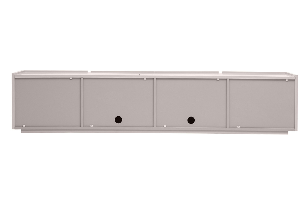 Meuble TV design beige laqu� brillant avec rangements L200 cm ISAURE