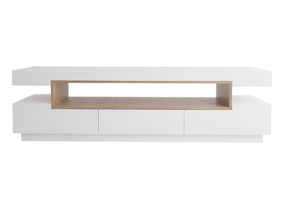 Meuble TV design blanc et bois L200 cm LIVO