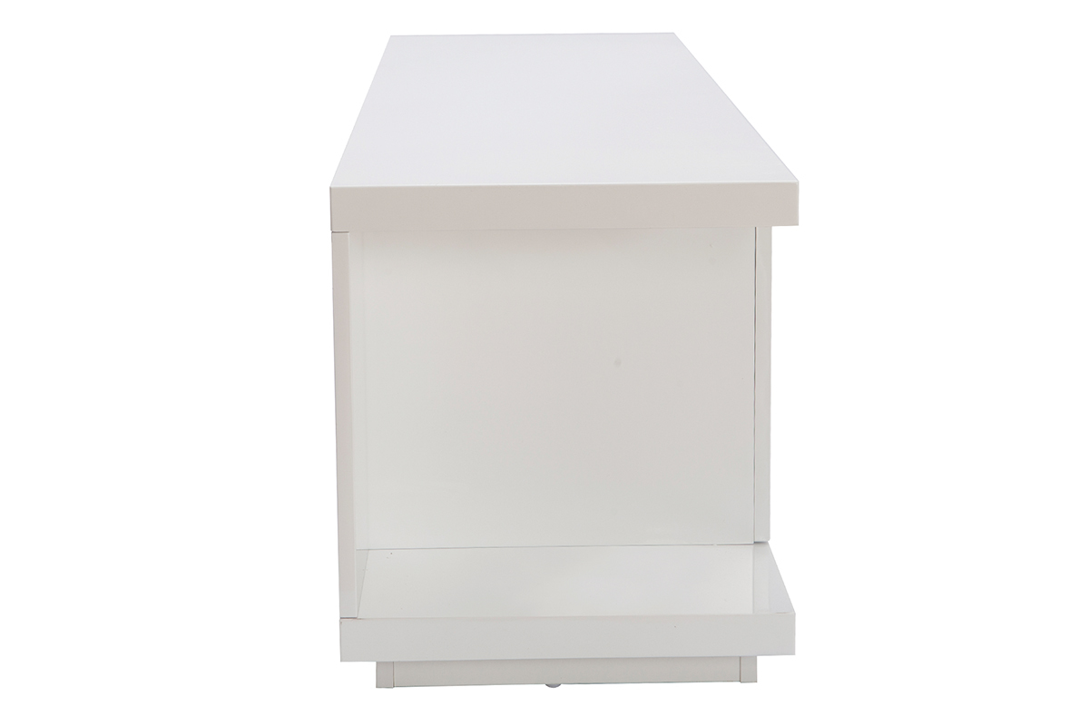 Meuble TV design blanc laqu brillant L150 cm KARY