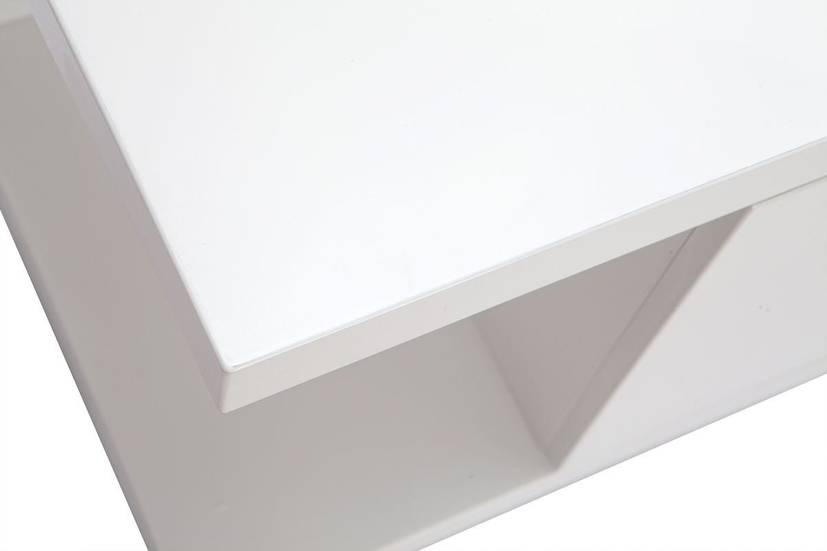 Meuble TV design blanc laqu brillant L150 cm KARY