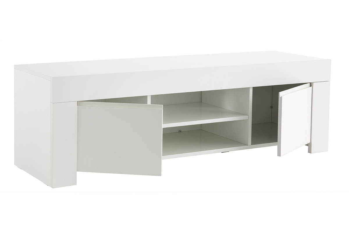 Meuble TV design blanc mat L138 cm TINO