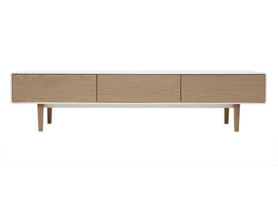 Meuble TV design contemporain blanc et bois ROMY