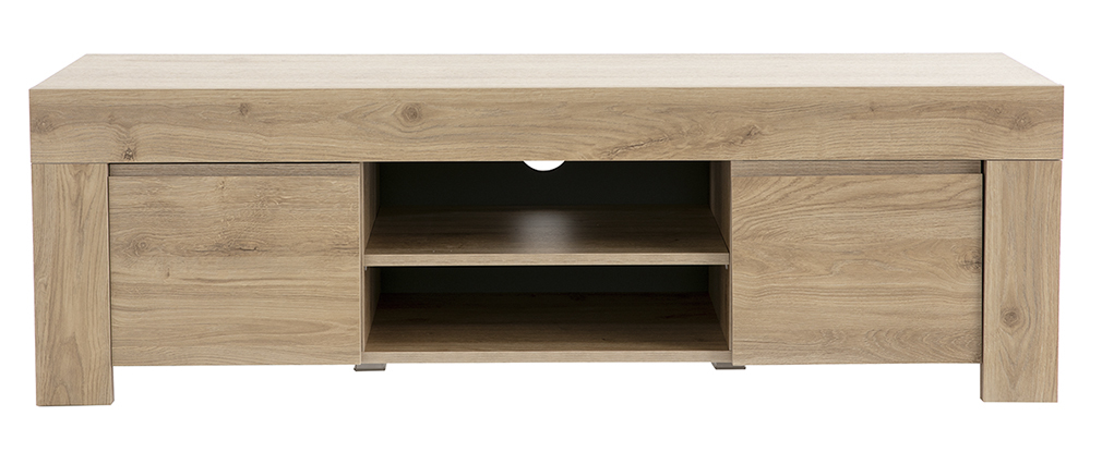Meuble TV design effet ch�ne L138 cm TINO