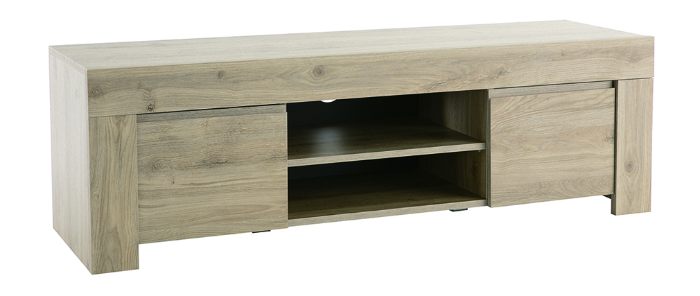 Meuble TV design effet ch�ne L138 cm TINO