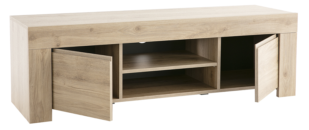 Meuble TV design effet ch�ne L138 cm TINO