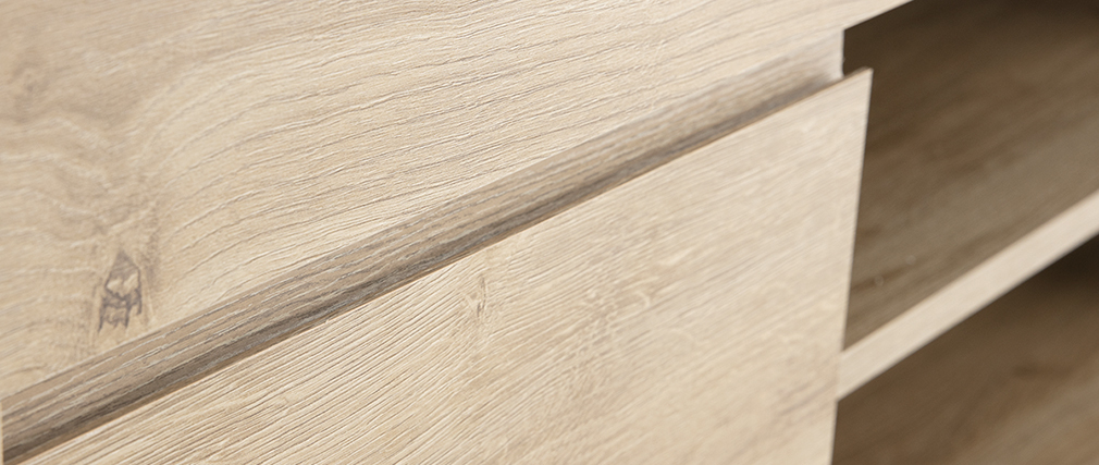 Meuble TV design effet ch�ne L138 cm TINO