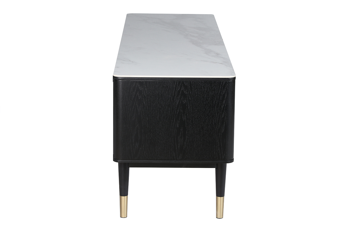 Meuble TV design effet marbre et pieds dors L160 cm ALLURE