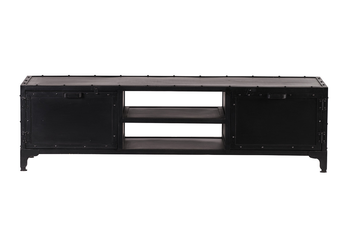 Meuble TV design en m�tal noir 150 cm FACTORY