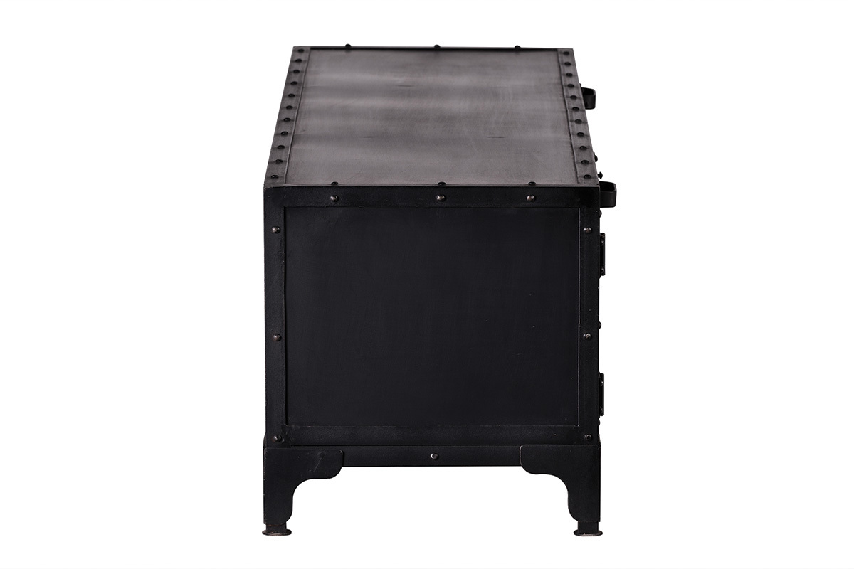 Meuble TV design en m�tal noir 150 cm FACTORY