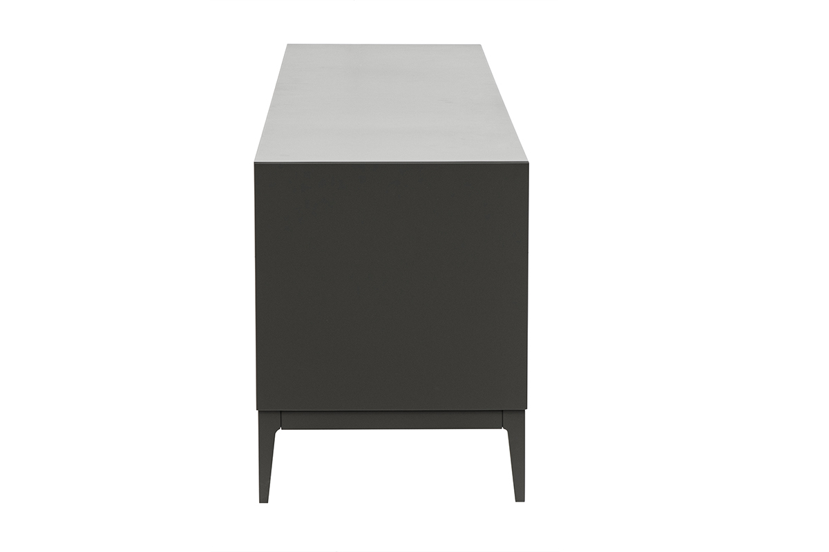 Meuble TV design gris brillant avec rangements L180 cm GRAY