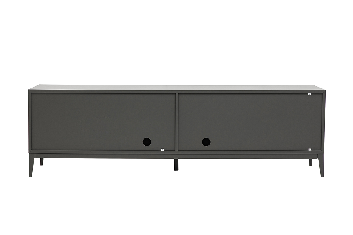 Meuble TV design gris brillant avec rangements L180 cm GRAY