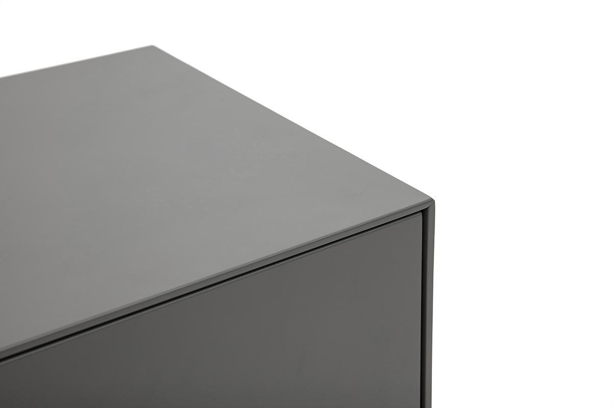Meuble TV design gris laqu� brillant avec rangements L180 cm GRAY