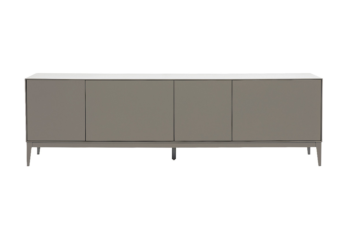 Meuble TV design gris laqu� mat avec rangements L180 cm GRAY