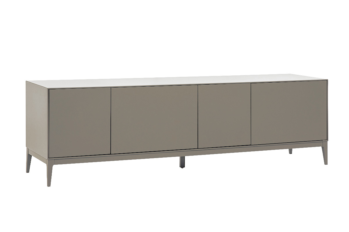 Meuble TV design gris laqu� mat avec rangements L180 cm GRAY